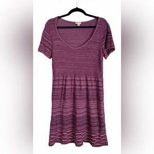 Retro Target Purple Knit Midi Dress XXL | Soft Stretch Short Sleeve Dress